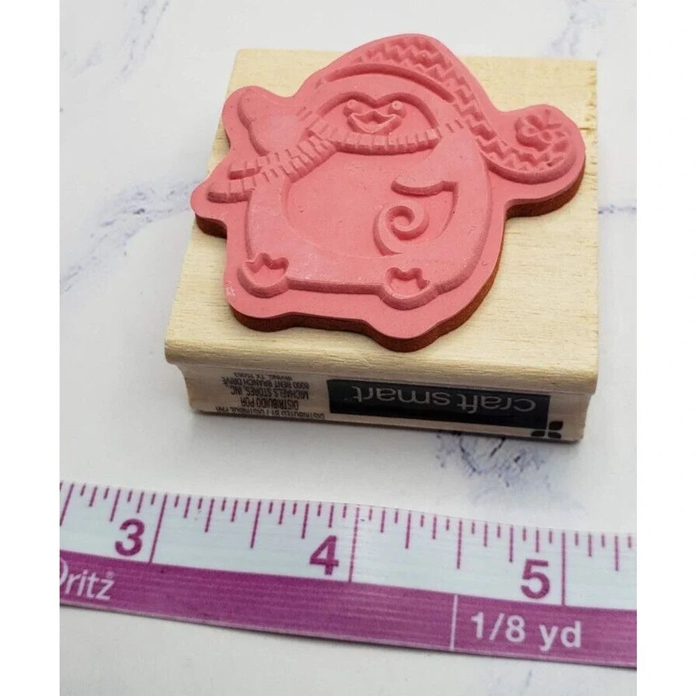 Christmas Themed Lot of 5 Holiday Wood Mounted Rubber Stamps